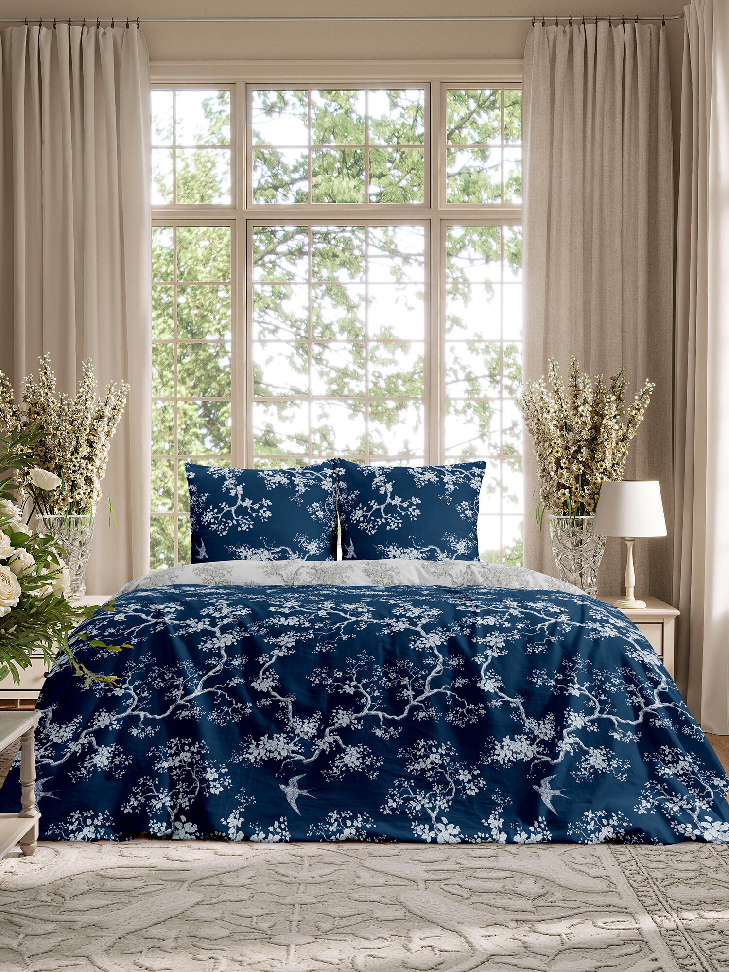 Mia Cara Комплект постельного белья Dolce Vita, Поплин, 2х спальный, нав. 70х70, Chinoiserie blu — фото 1