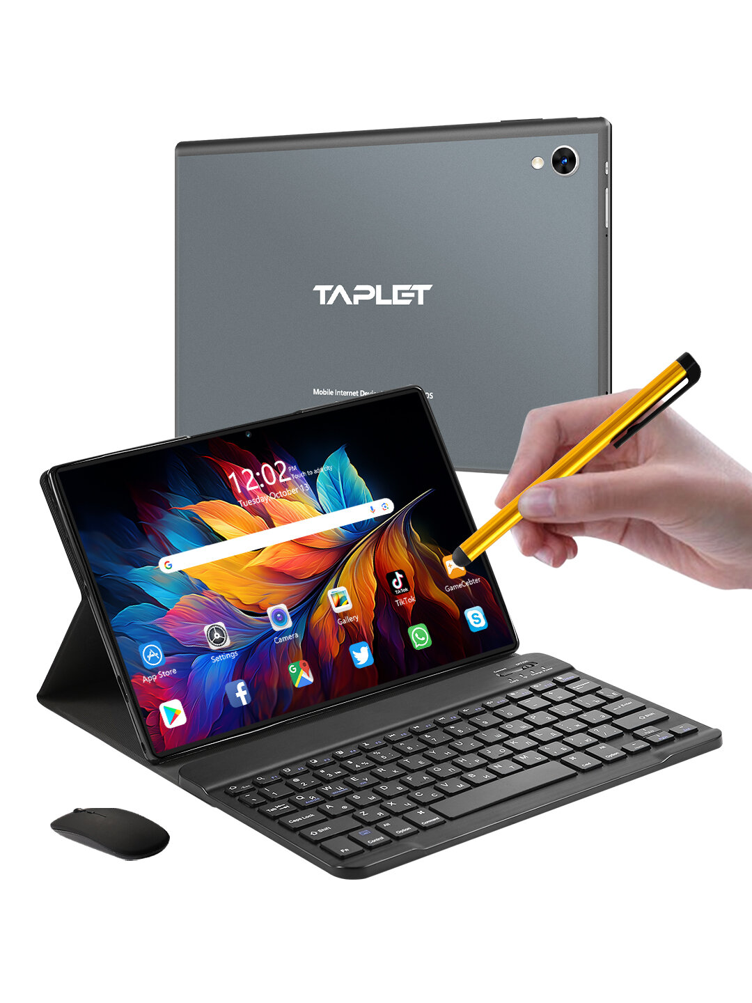 Мощный игровой планшет с чехлом и клавиатурой 16 ГБ/1 ТБ, 10,1', Android 14, серый Tablet