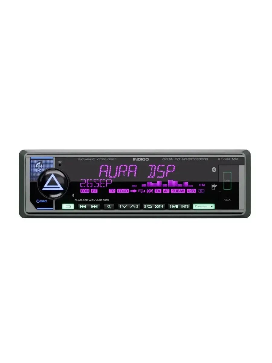 Автомагнитола USB AurA INDIGO-877DSP MkII с Bluetooth, AUX, FM, 1DIN