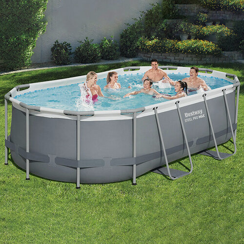 Изображение товара Каркасный овальный бассейн Bestway Steel Pro Max (Бествей Стил Про Макс) 427*250*100 см, фильтр-насос, аксессуары, Bestway (Бествей), 56620