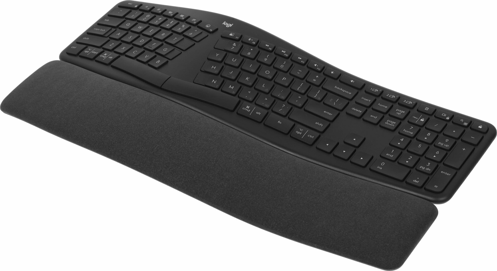Клавиатура Logitech K860 (920-010359) черный, беспроводная c подставкой для запястий, с гравировкой