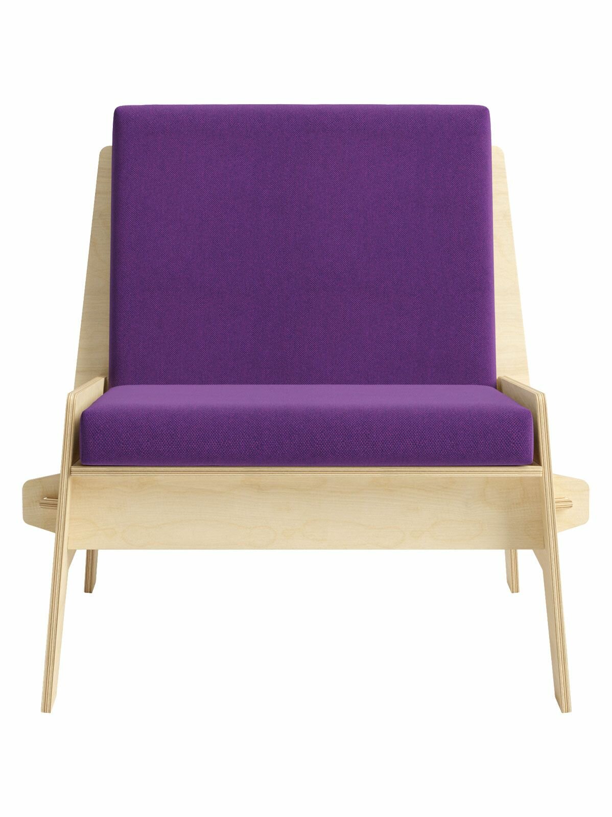 Кресло мягкое Крон для отдыха дома съемный чехол высокие ножки 69х70х72 см Фиолетовый рогожка