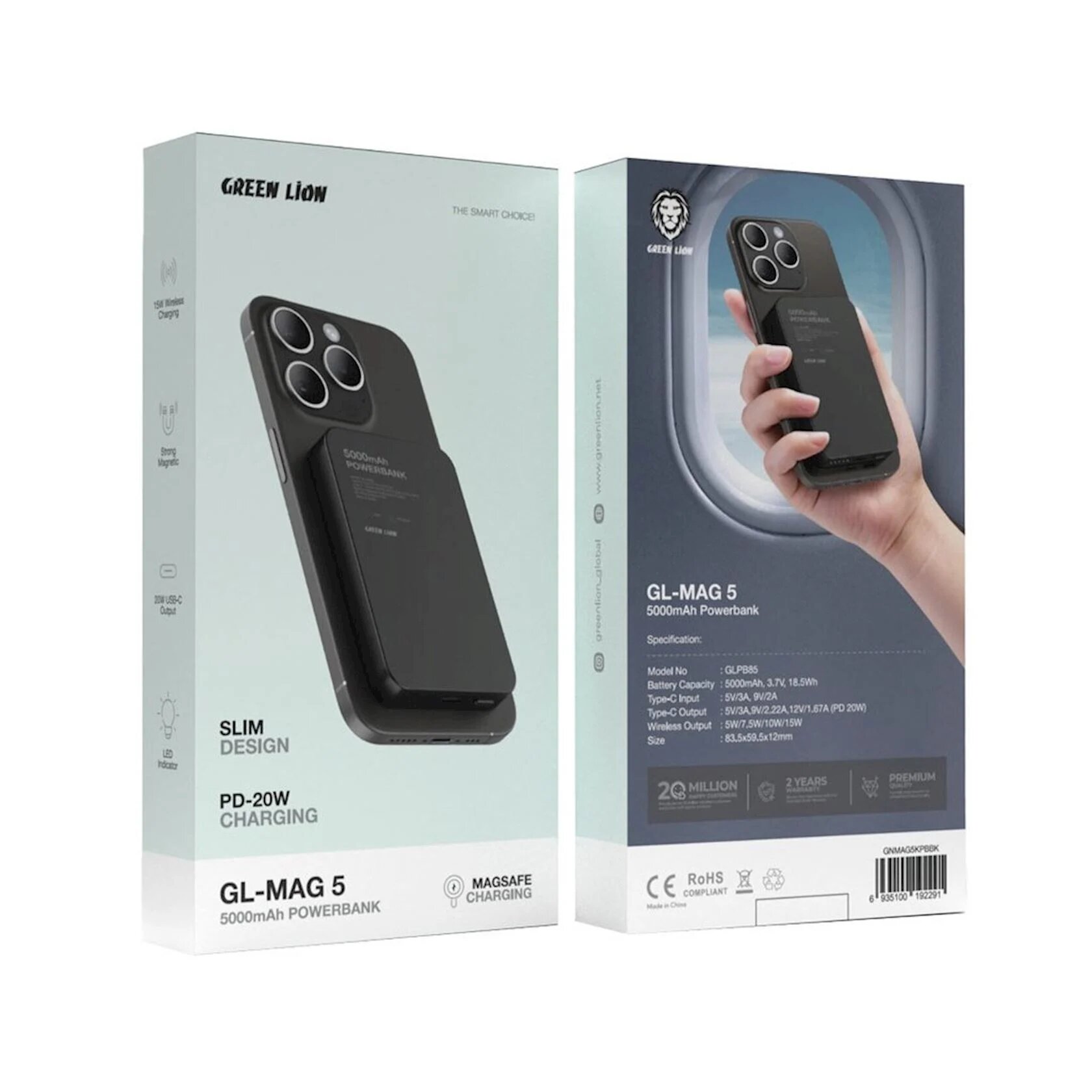 Green Lion GL Mag 5 5000mAh PD20W портативный быстрой зарядки пауэрбанк — фото 1