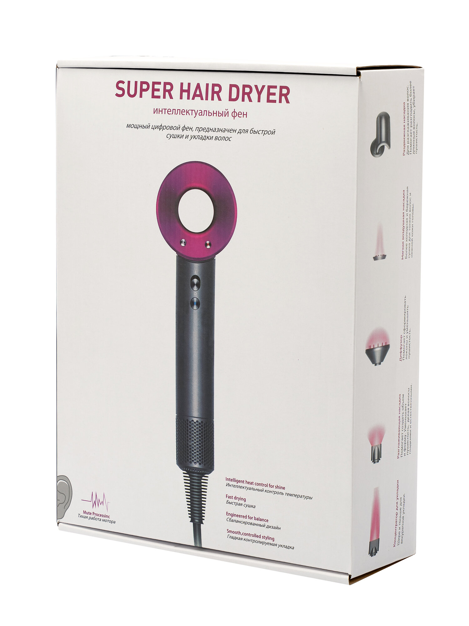 Фен для волос SenCiciMen Super Hair Dryer профессиональный, 1600Вт, 4 температурных режима, синий с золотым