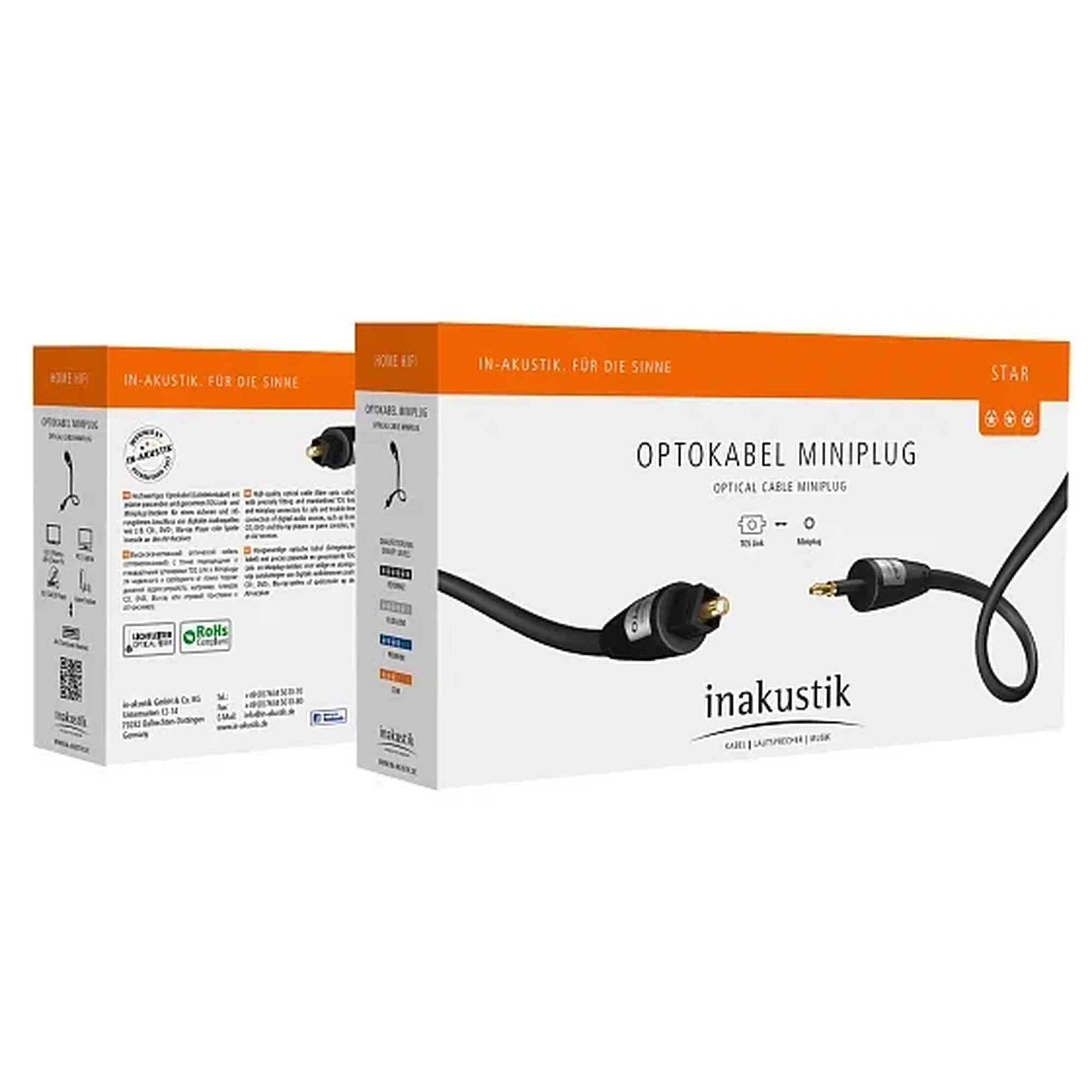 Межблочный кабель Inakustik Star Optical Cable Toslink - Miniplug black, 1.5 м — фото 1