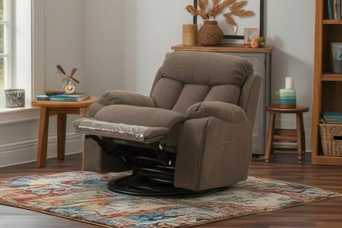 Изображение товара Кресло-реклайнер "Амелия", с подлокотниками, велюр, коричневый, механическое