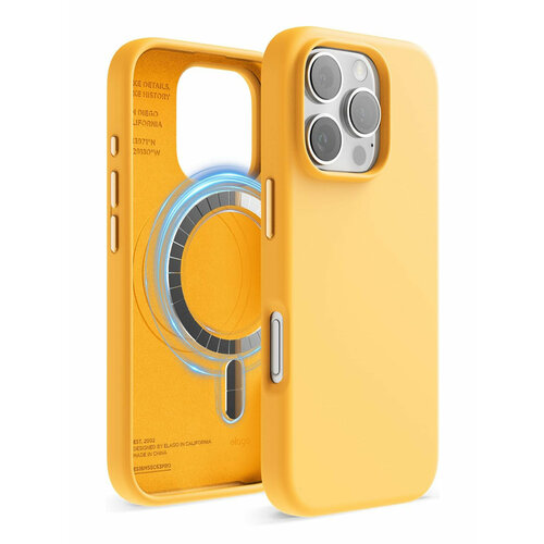Elago для iPhone 16 Pro чехол Soft silicone (Liquid) Sunshine (MagSafe) желтый, оранжевый