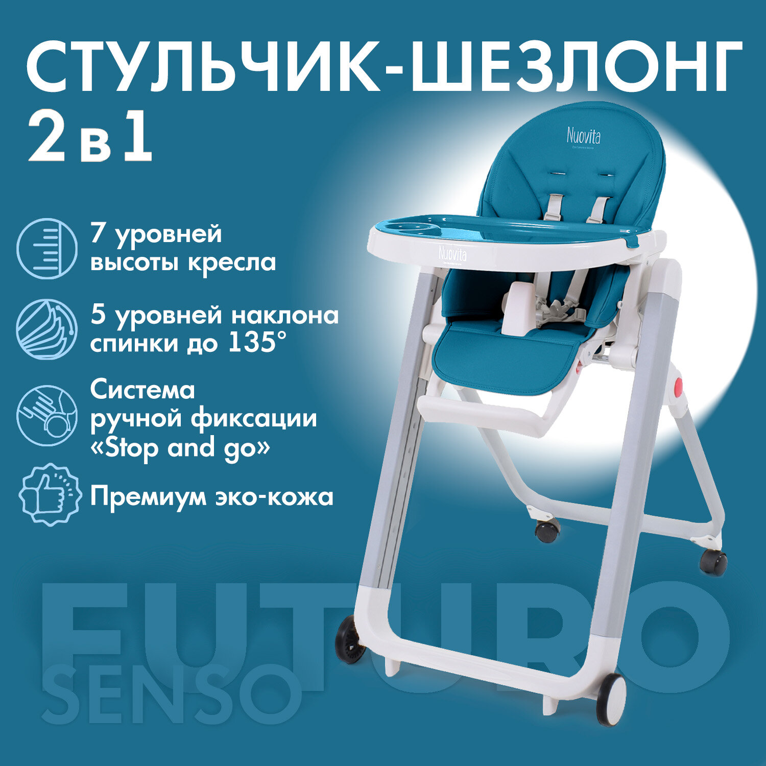 Стульчик для кормления Nuovita Futuro Senso Bianco (Marino/Морской)
