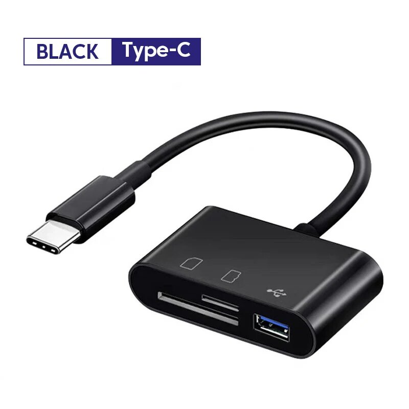 OLAF 3 в 1 USB Type C Card Reader to SD TF Memory Card Reader USB C Card Adapter для Macbook iphone Samsung Flash Drive Disk, Black