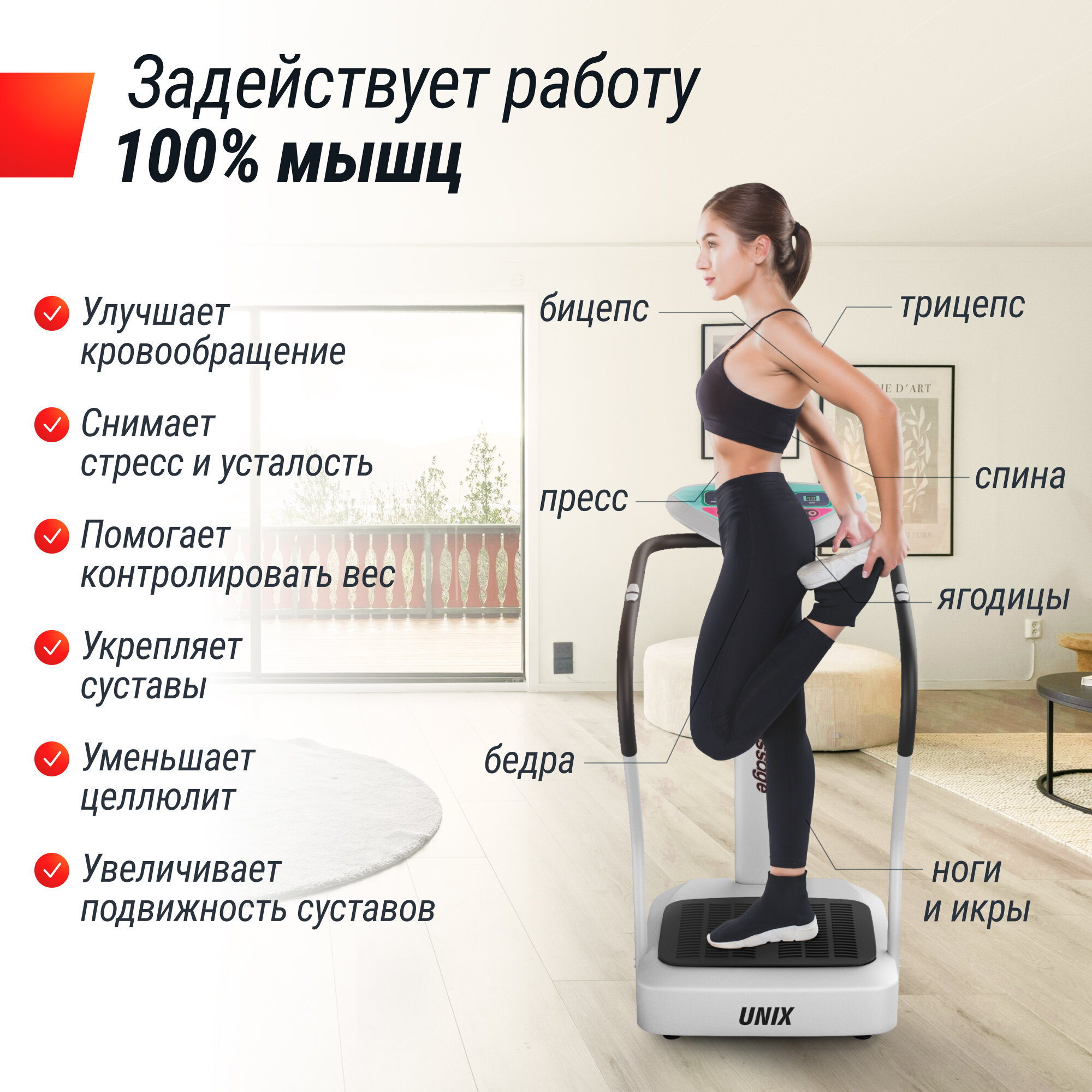 UNIX Fit Виброплатформа UNIX Fit Improve 2 in 1 Silver — фото 1
