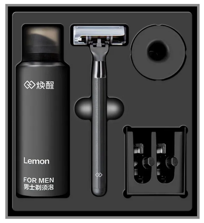 Набор для бритья Xiaomi "Lemon Razor", увлажнение кожи, сменная кассета, пена, подставка