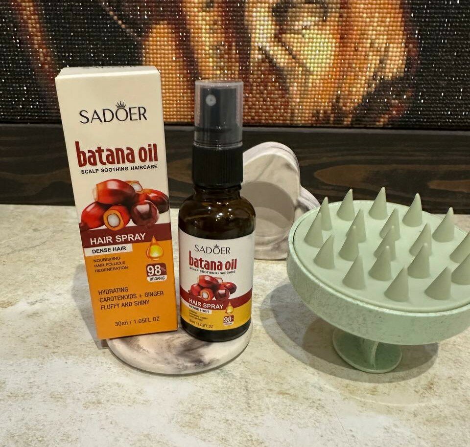 Масло Batana + массажная щетка , для всех типов волос , эффект активация роста/восстановление/защита цвета/укрепление/успокаивающий