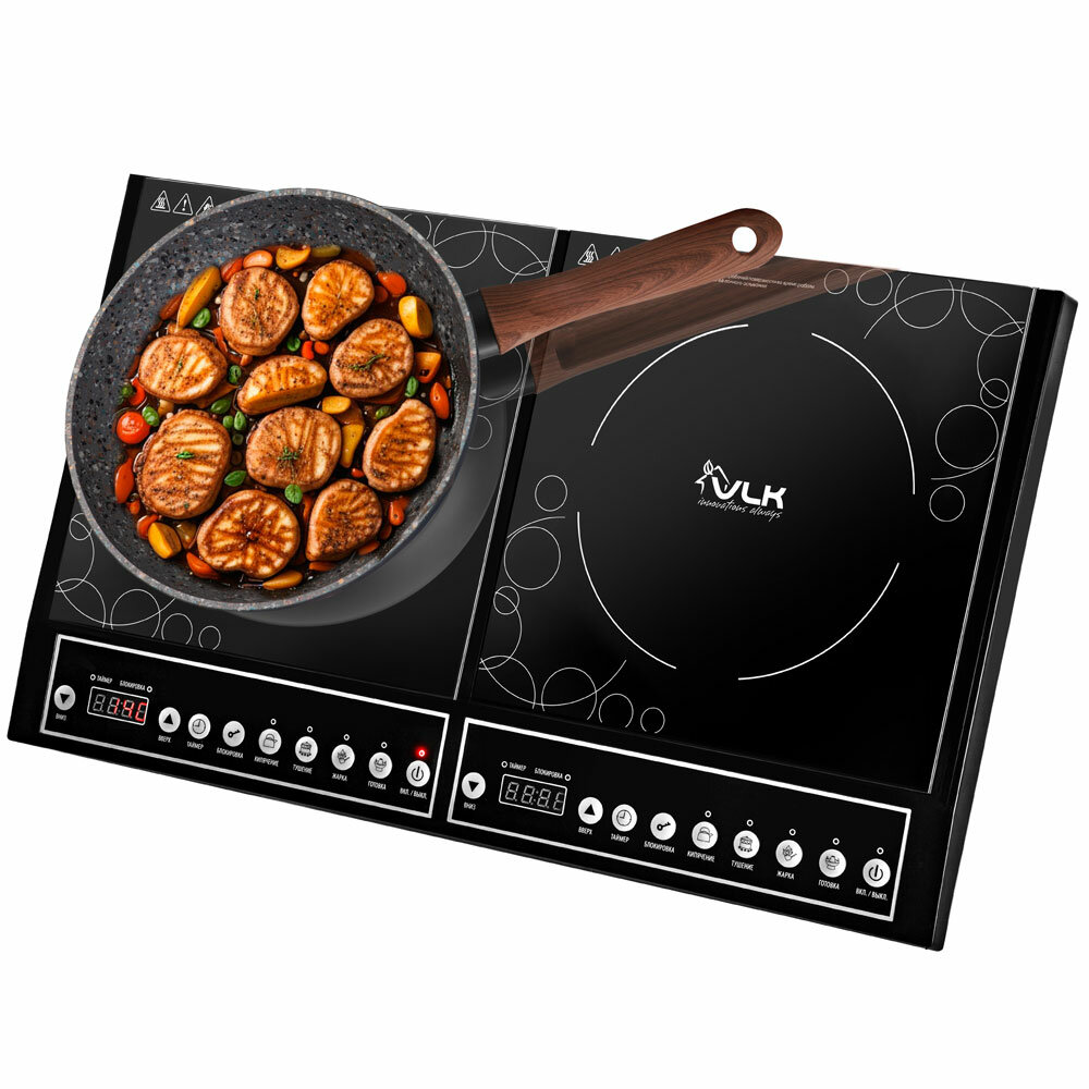 Индукционная плита настольная VLK Palermo-7734 / 2000+2000 Вт / 4 автоматические программы