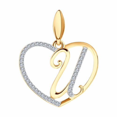 Подвеска Diamant online красное золото 585 проба фианит размер 23 см прозрачный 11192₽