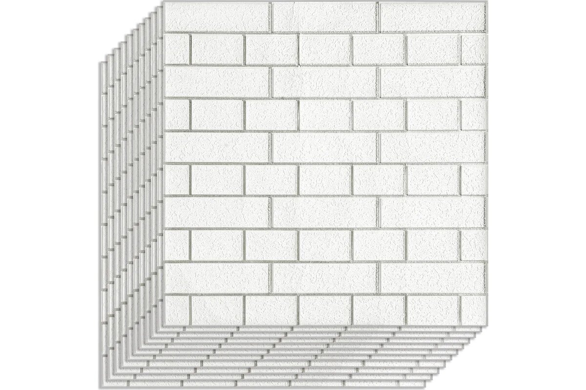 LAKO Комплект 10 шт 3D панель для стен DECOR Барокко цвет Белый кирпич 70x70см толщина 6мм LKD-5-XY-R101-KO-MEGA10