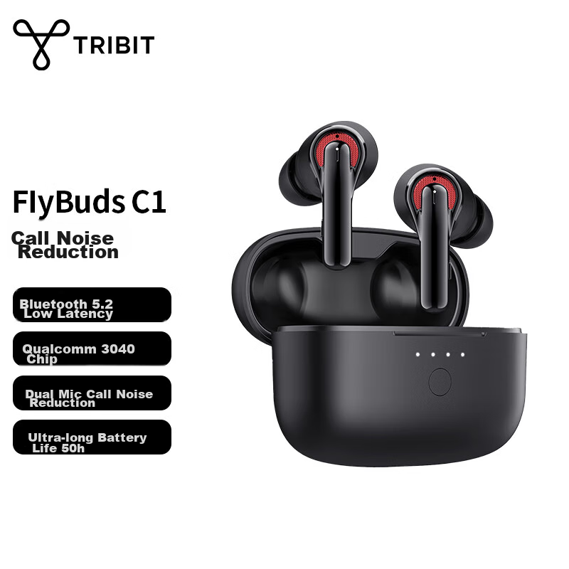 Беспроводные наушники Tribit True Wireless Noise-Cancelling Bluetooth Earphones, цвет Black