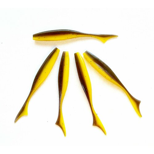 Мягкая силиконовая приманка для рыбалки Акулий хвост 11,5 см (свимбейт/ джеркбейт), цвет Болото 5 шт.