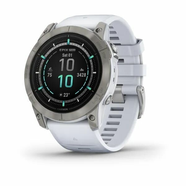 Смарт часы Garmin EPIX PRO (Gen 2) Sapphire Edition 51 мм, белый, белый силиконовый ремешок (010-02804-10)