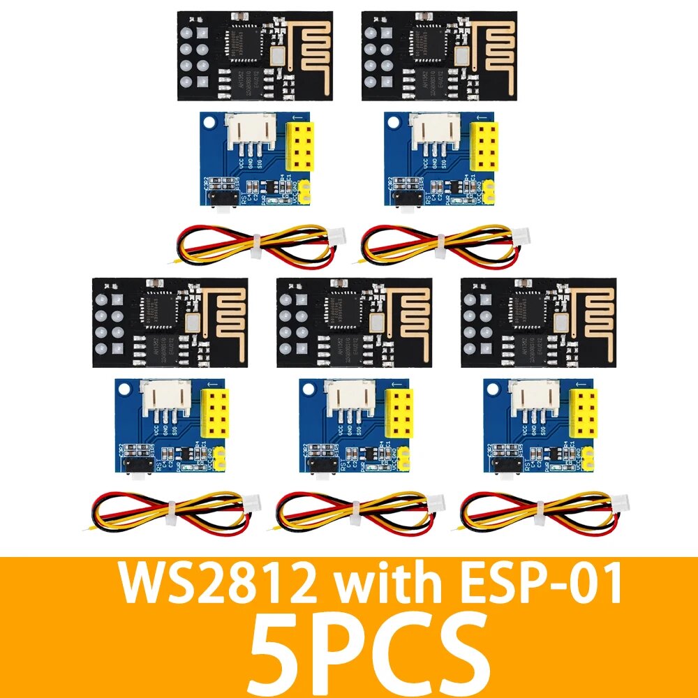 1 шт. ESP8266 ESP-01 ESP-01S RGB светодиодный модуль контроллера для Arduino IDE WS2812 световое кольцо умная электронная DIY, 5PCS WS2812 SP-01