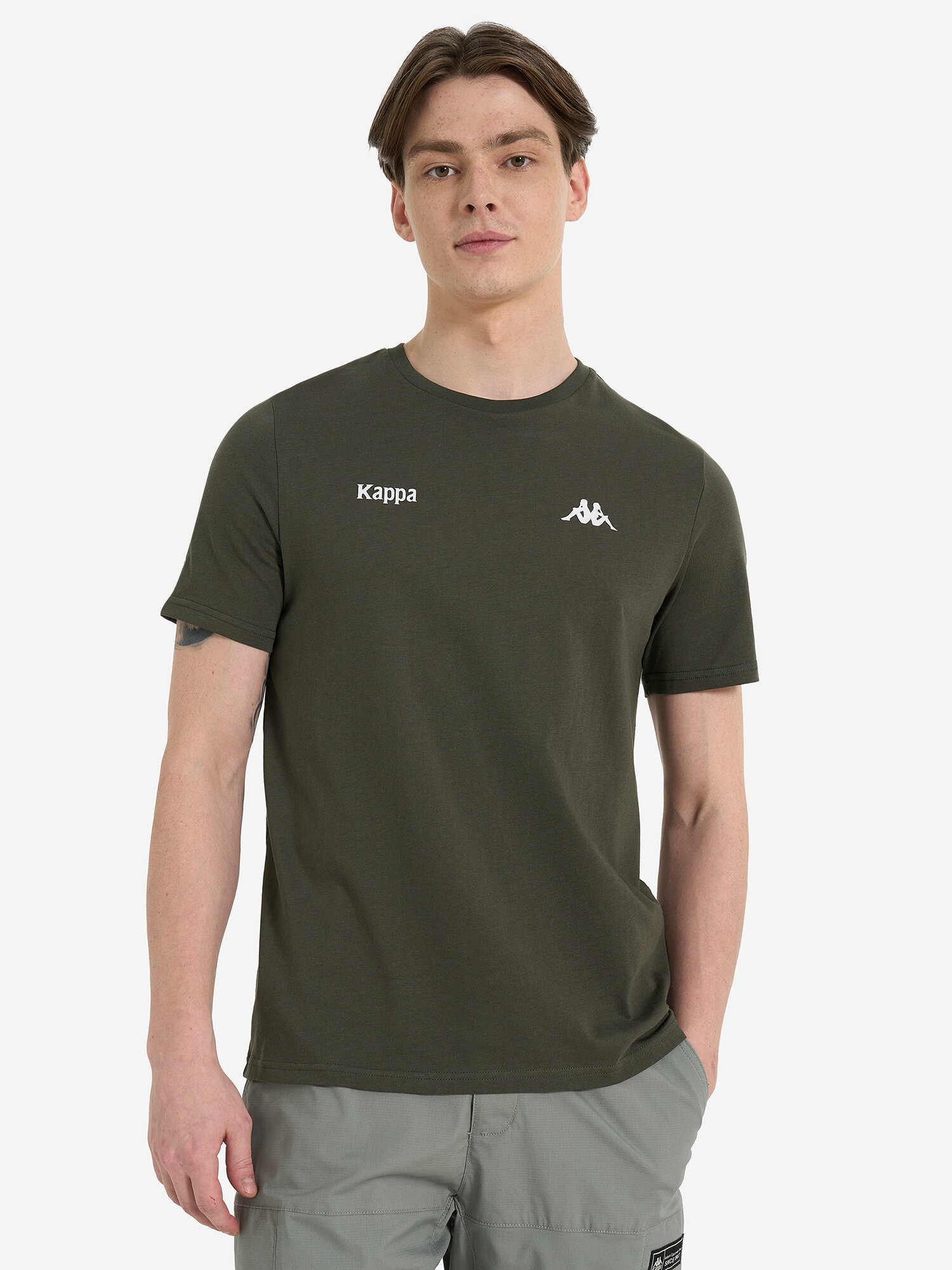 Футболка спортивная Kappa Authentic Small Banda Men's SS T-shirts, размер 54, хаки — фото 1