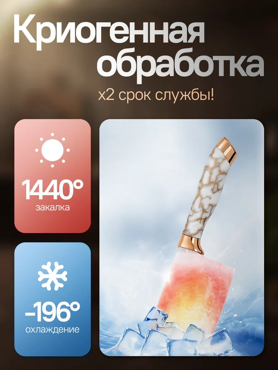 Набор ножей Conflate, кухонные, с подставкой, 7 предметов, нержавеющая сталь, белый — фото 1