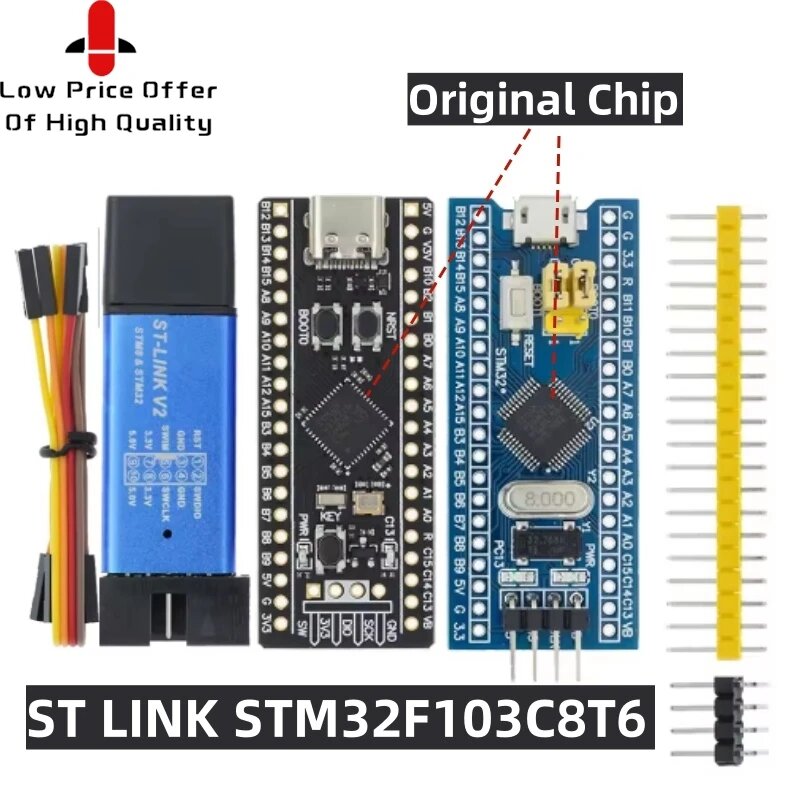 SAMIROB ST LINK STM32F103C8T6 V2 Mini STM8 STM32 Eeprom программатор с крышкой источник питания St-link кабель симулятор лабораторная загрузка, STM32F103C8T6 — фото 1