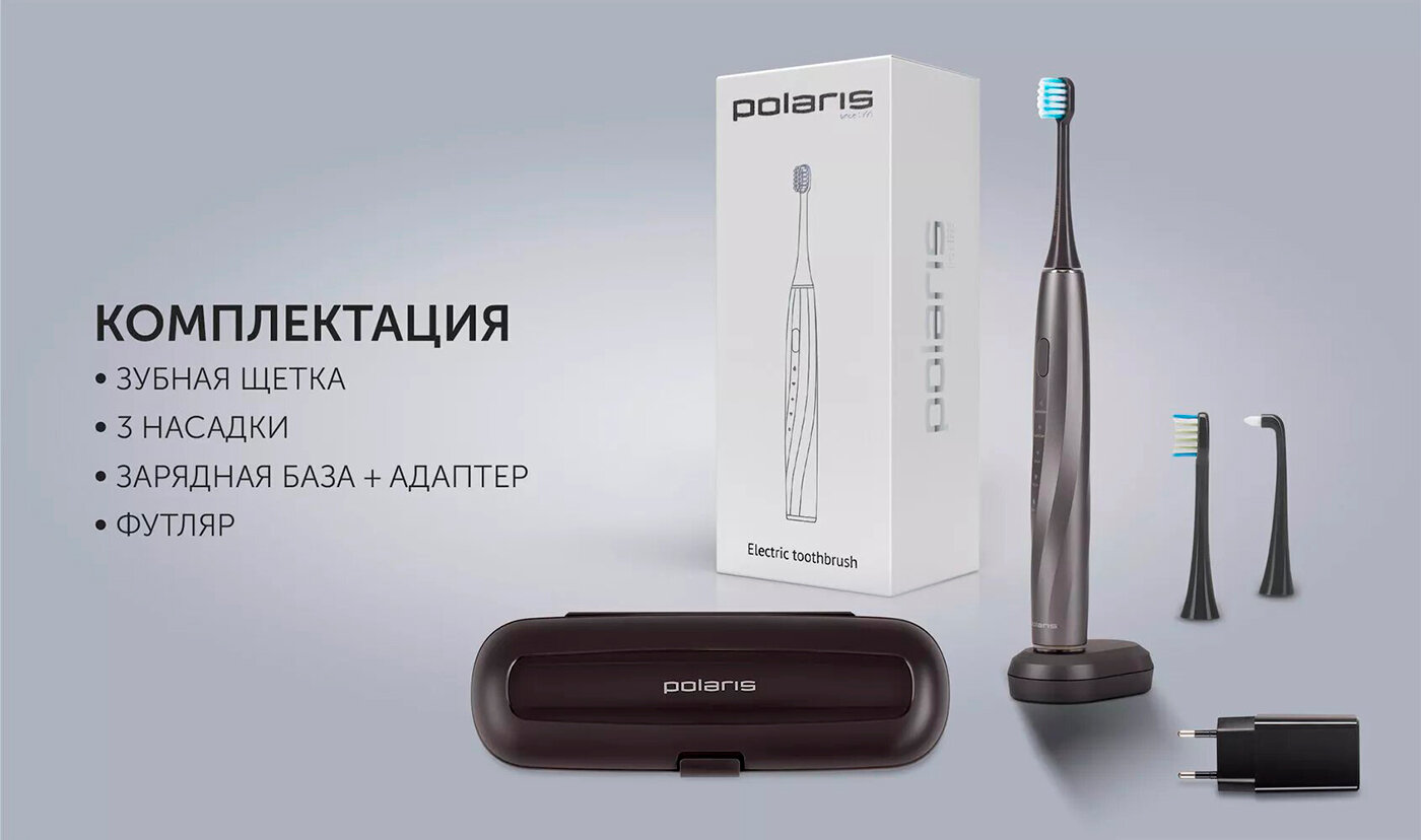 Изображение Электрическая зубная щетка Polaris PETB 0105 TC графитовый