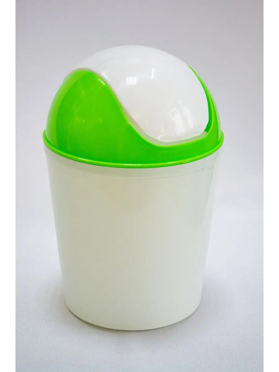 Контейнер для мусора МХТ настольный с крышкой маятник полипропилен 1.5л белый/салатовый