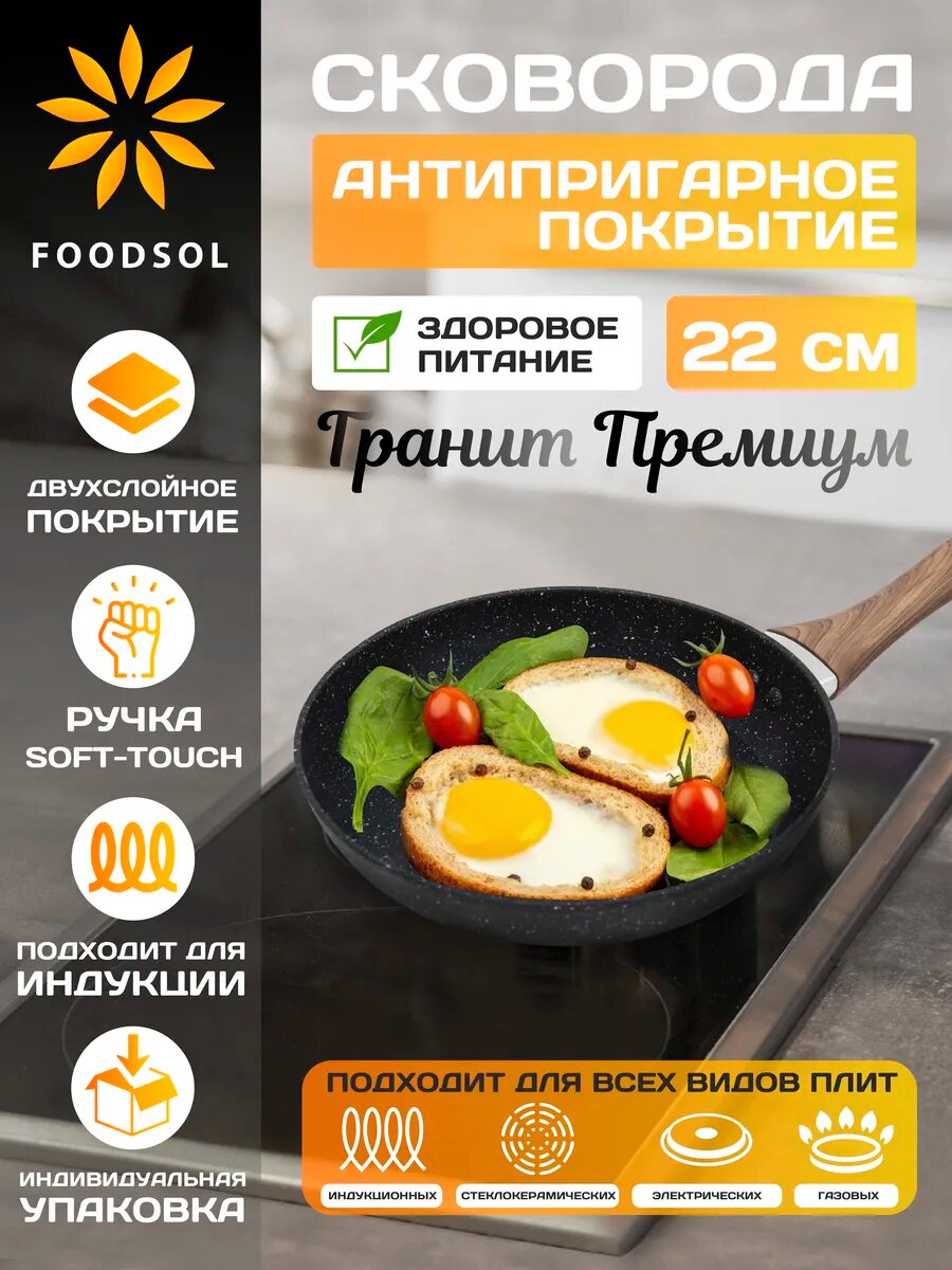 Сковородка 22 см / сковородка антипригарная 22 см