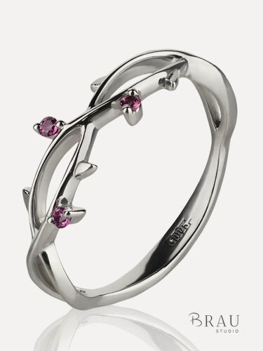 Изображение товара Кольцо, серебро, 925 проба, родирование, родолит