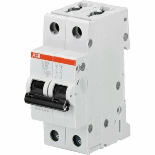 Автоматический выключатель ABB STOS202, 2 полюса, 16А, отключающая способность 6кА — фото 1