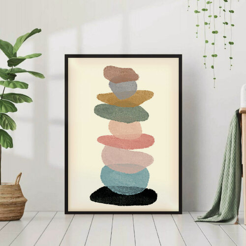 Изображение товара Постер "Яркие пятна абстракция" 50х70 в черной рамке для интерьера на стену