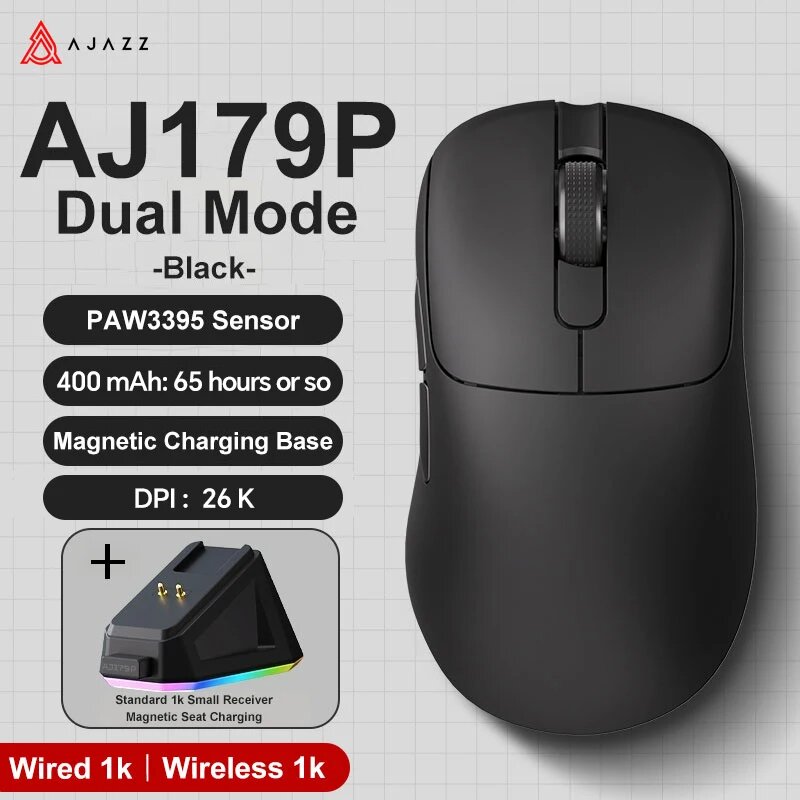 Ajazz Apex Paw3950 беспроводная игровая мышь, AJ179P-Black