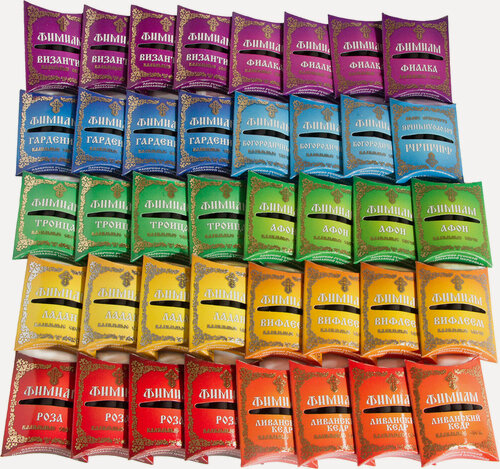 Изображение товара Благовония палочки Набор Кадильные Свечи Фимиам малые 10 ароматов 40 упаковок