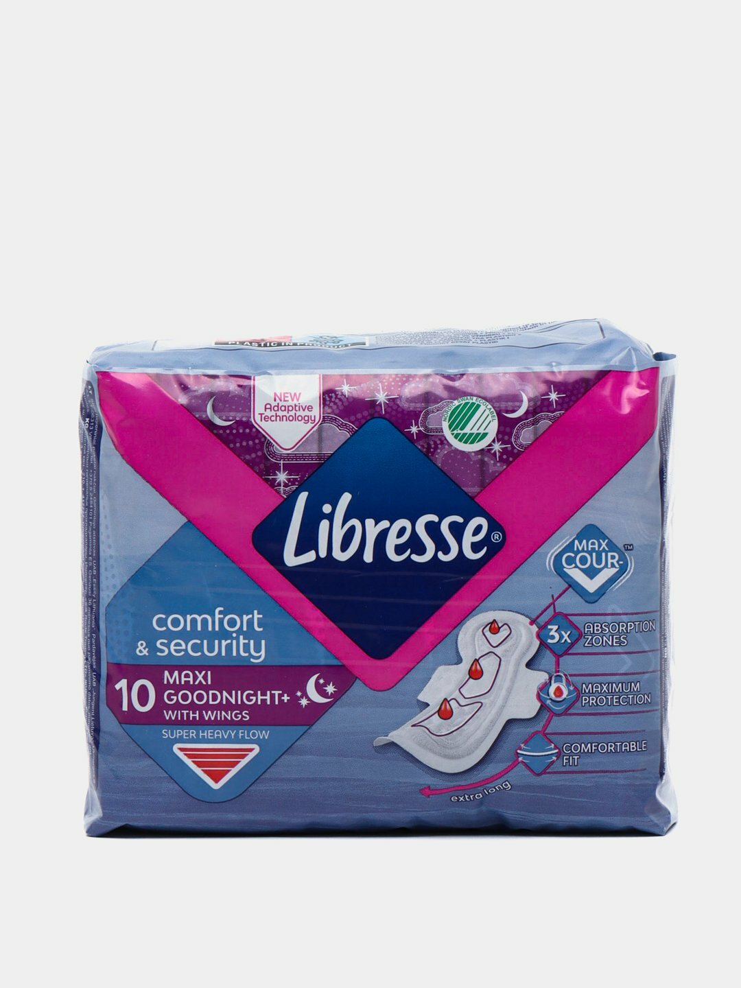 Прокладки LIBRESSE MAXI, ночные, удлиненные, 6 капель, 10 штук