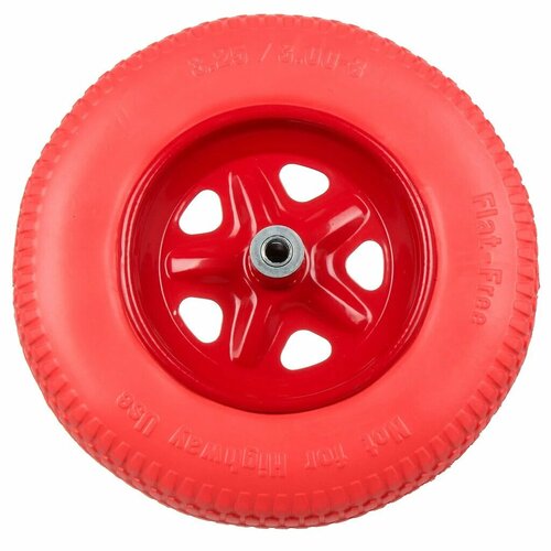 Колесо полиуретановое PU для тачки, 3.25-3.00-8, втулка 16 мм, D 85 красный