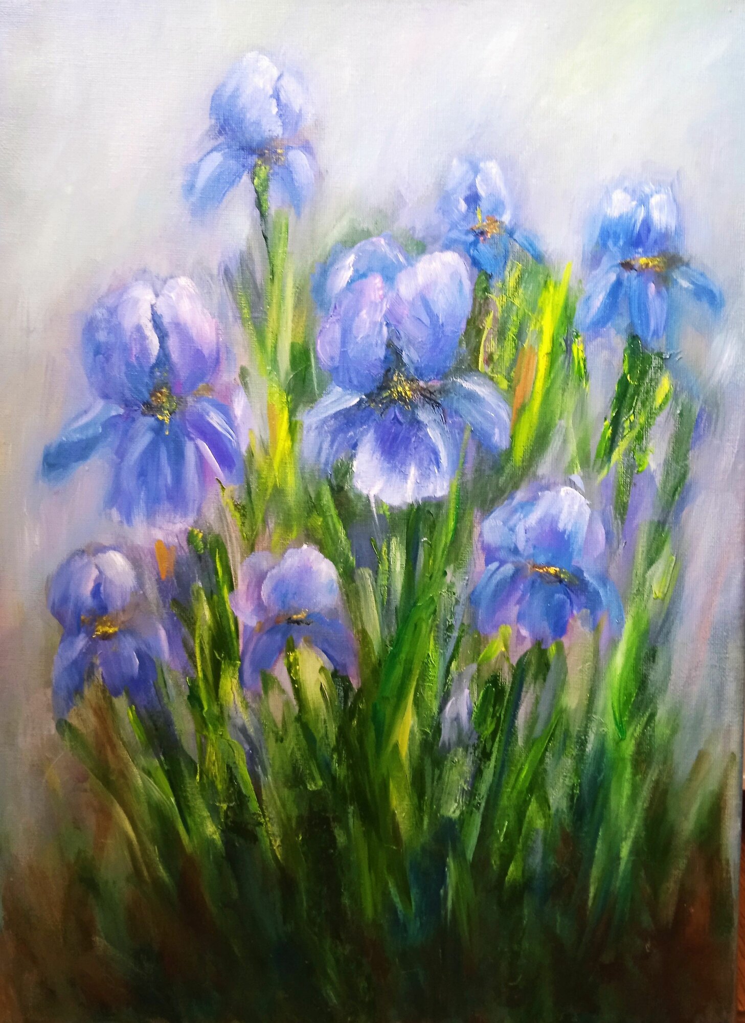 Картина маслом "Ирисы" (ручная работа)