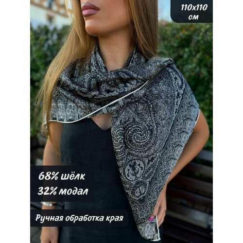 фото Платок tado collection базовая коллекция для женщин,110х110 см, черный