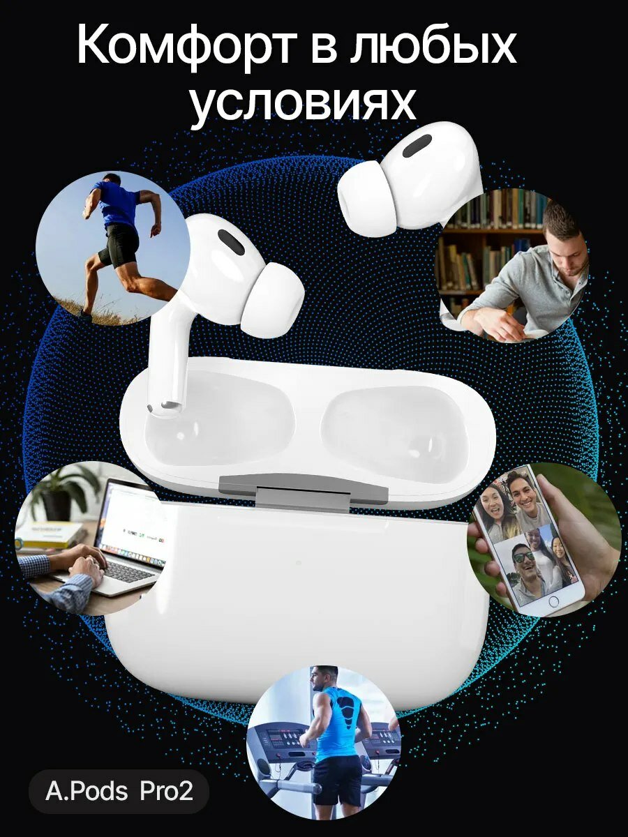Наушники беспроводные A Pods Pro 2 Premium, активное шумоподавление, Bluetooth 5.2 — фото 1