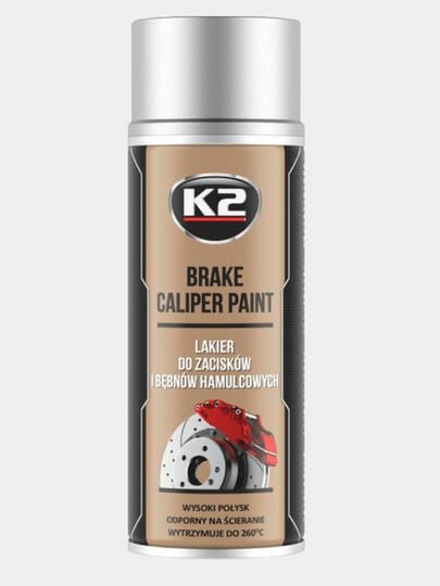 Покрытие глянцевое для суппортов и дисков, высокотемпературное, K2 Brake Caliper Paint 400 мл Серебро
