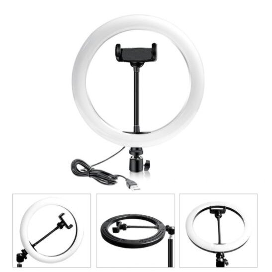 Изображение Лампа кольцевая/ Лампа кольцевая цветная/ Лампа 26 см/ Светодиодная кольцевая лампа RGB LED MJ26