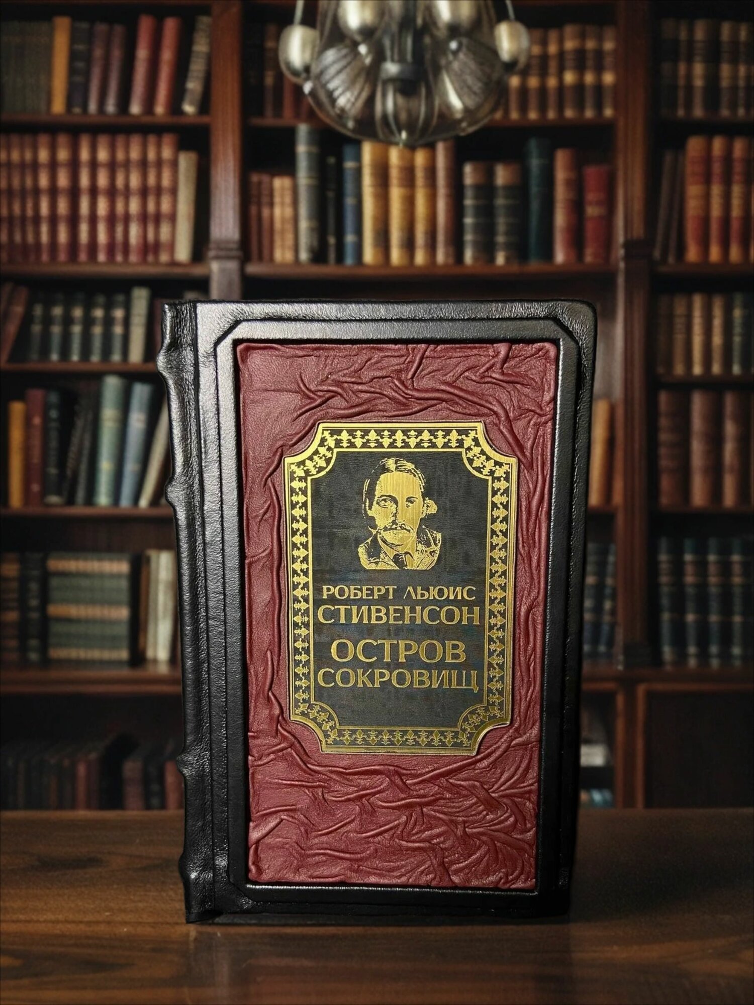 Книга Азбука "Остров сокровищ Р. Стивенсон", кожаный переплет, 250 стр