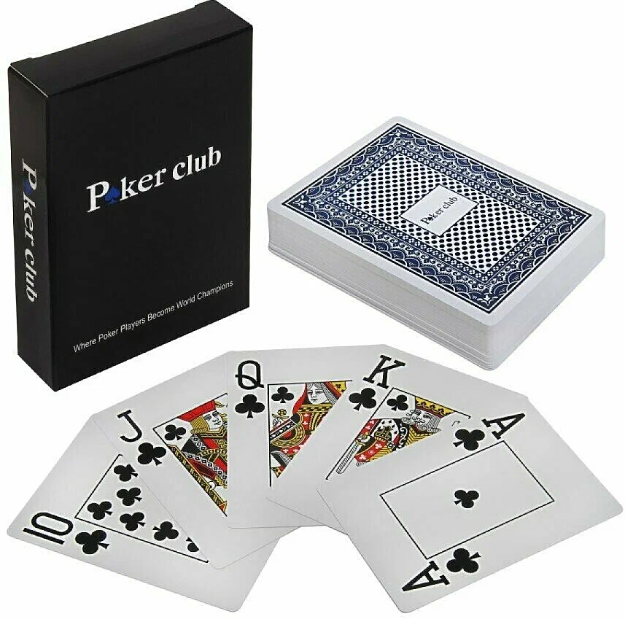 Карты игральные, профессиональные, 54 штуки, из 100% пластика, Poker club, цвет рубашки синий — фото 1