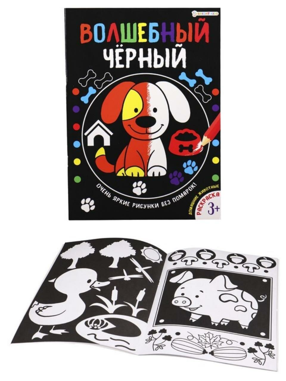 Раскраска BRIGHT KIDS "Волшебный Черный", домашние животные, формат А4