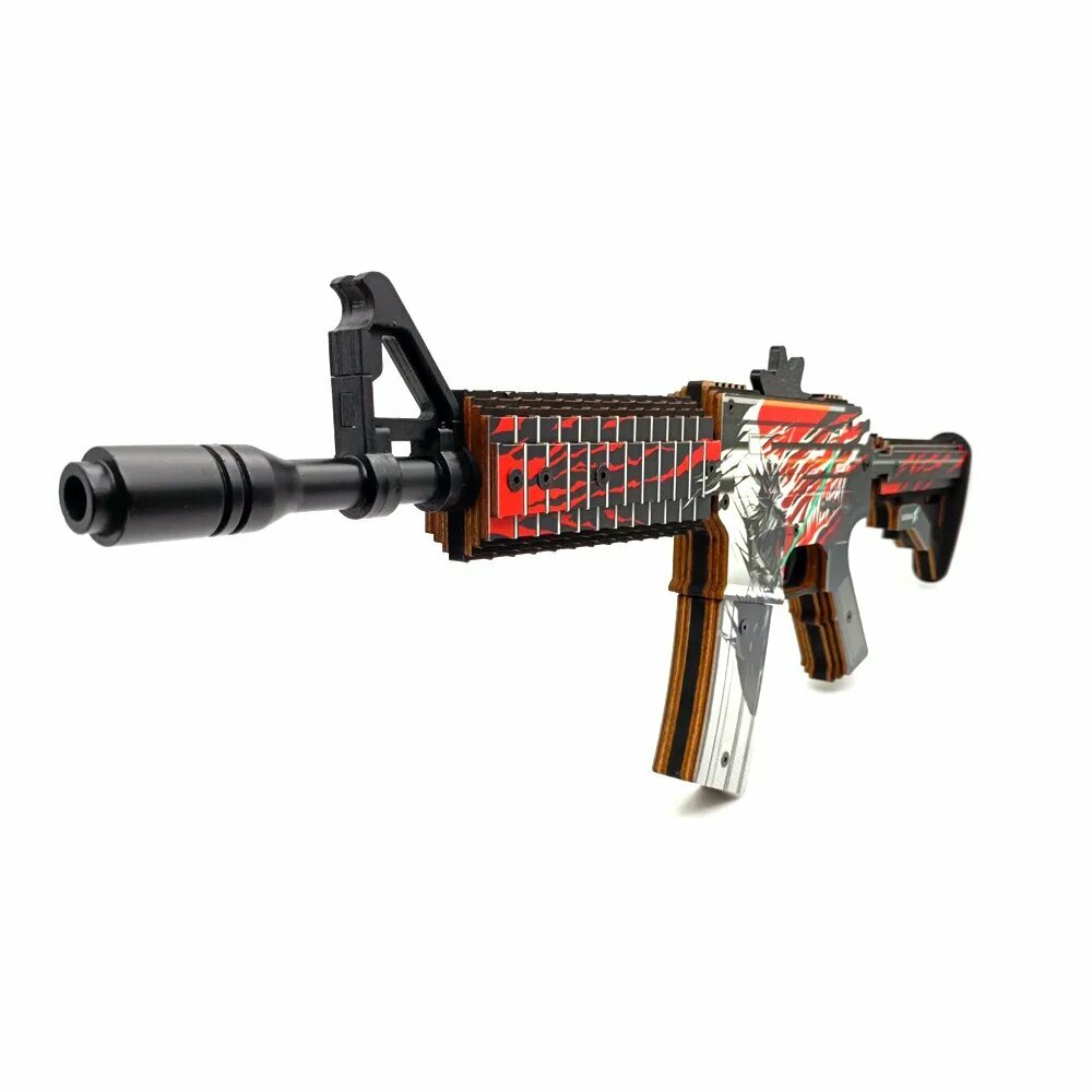 Деревянный автомат M4A4 Самурай (резинкострел) Mod.2 EcoToys