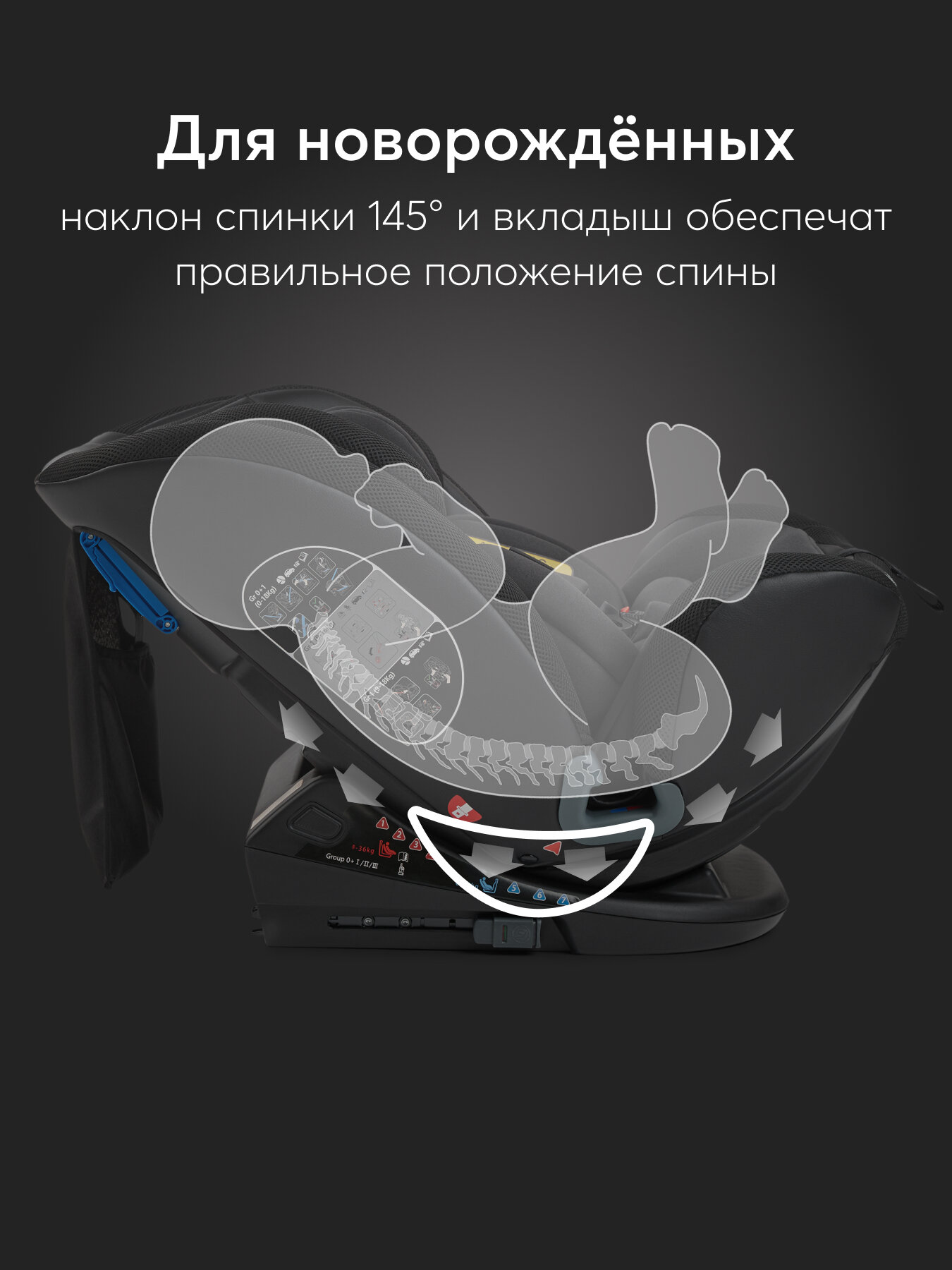 Автокресло детское от 0 до 12 лет Orex Happy Baby группа 0+/1/2/3 (до 36 кг), крепление Isofix, Top Tether, KD06, черный — фото 1