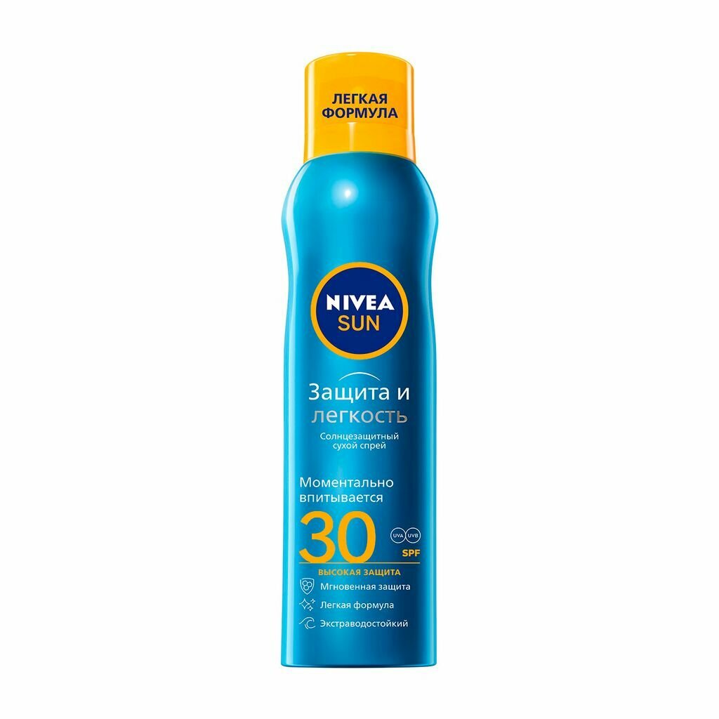NIVEA Спрей сухой для тела защита и легкость солнцезащитный SPF 30 200 мл