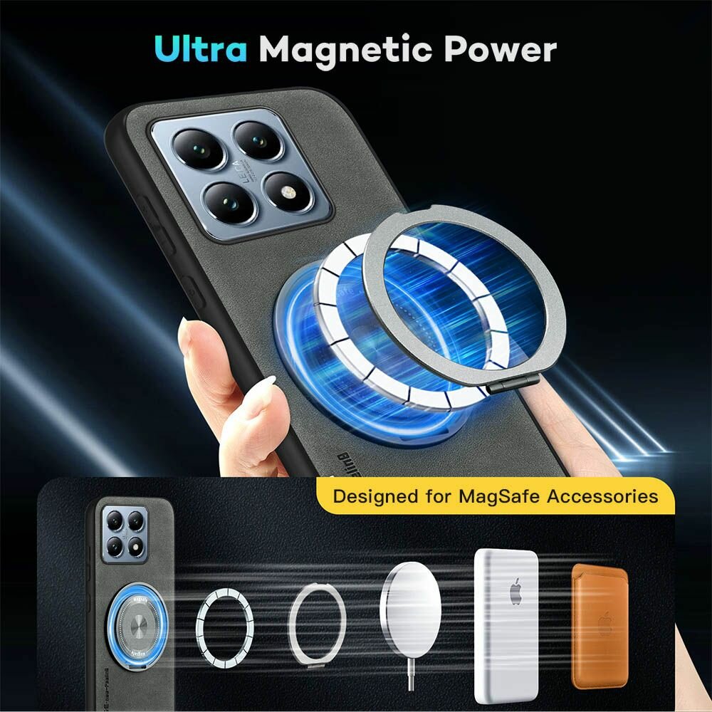 Подносы И Подставки Xiaomi Чехол для Xiaomi 14T Pro(Сяоми 14T Про) совместимый с MagSafe (магсейф), противоударный, с кольцом подставкой