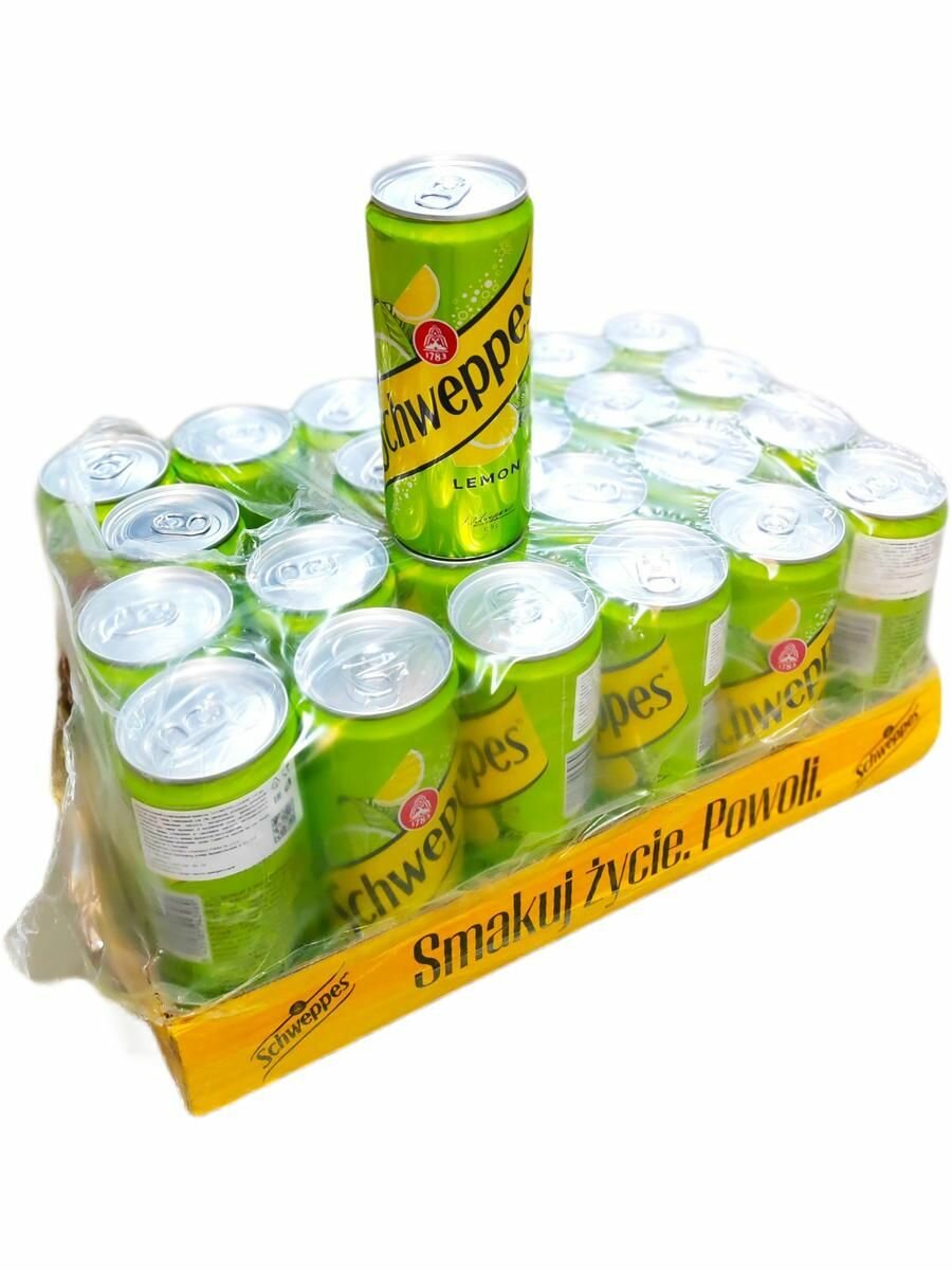 Schweppes, Газированный напиток Швепс Лимон, 24 шт х 330 мл, Польша.
