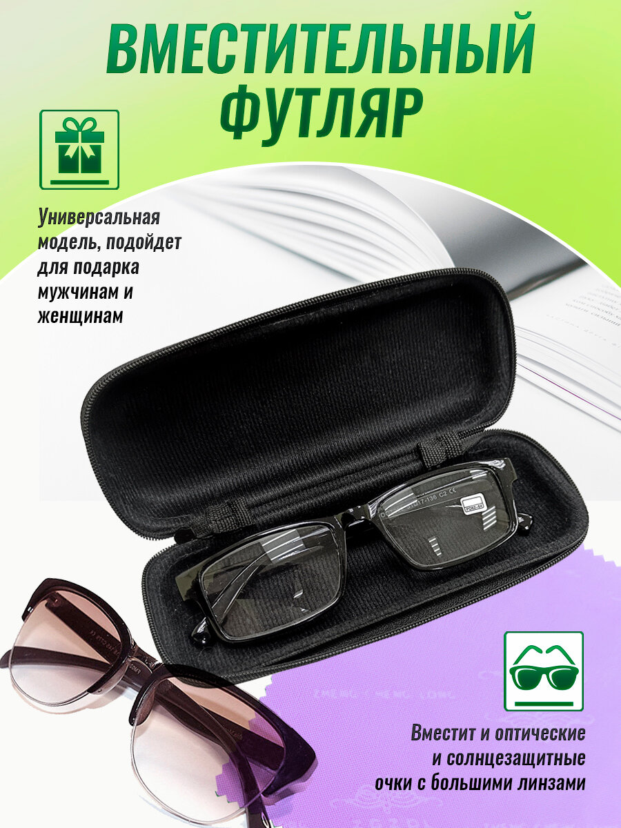 Футляры Для Очков ФУТЛЯР для очков текстиль на молнии, водонепроницаемый, 5 салфеток для ухода за очками в подарок